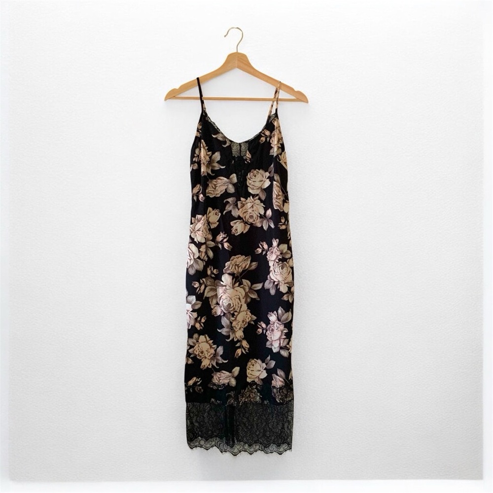 Sienna Sky Black Floral Lace Sleeveless Cami Midi Dress Size XSmall